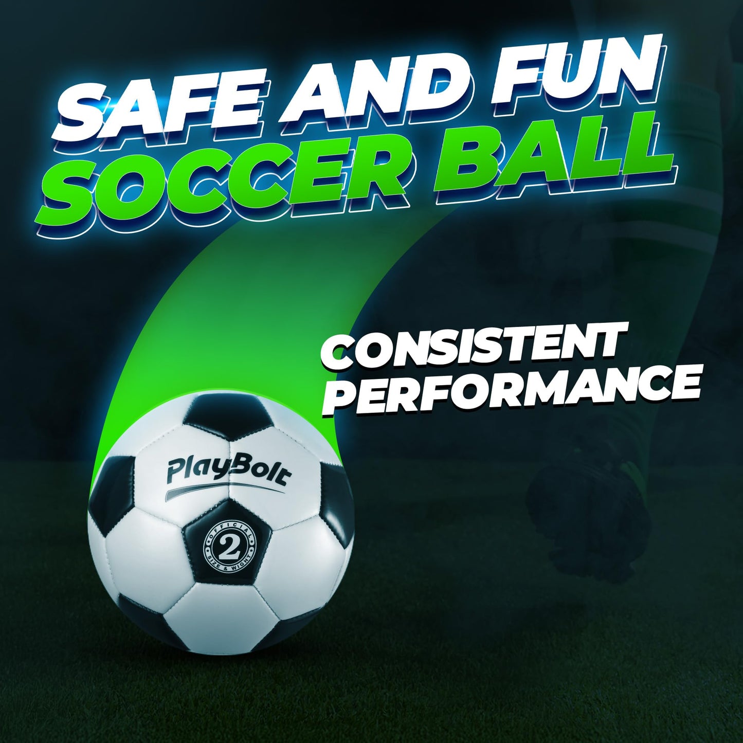 PlayBolt Soccer Ball Size 2 - Official Size Soccer Balls with Pump in Classic Black and White for Kids Youth & Toddler Sports, Indoor & Outdoor (Pack of 1)
