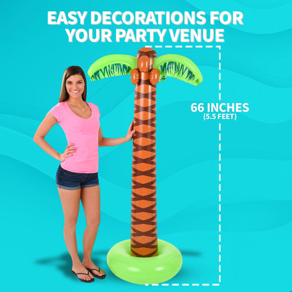 Bedwina Inflatable Palm Tree with Hand Pump - (Pack of 1) Large 5.5 Ft Blow Up Palm Trees for Hawaiian Themed Tropical Birthday, Summer Beach Backyard Party Decoration or Photo Booth Prop Accessory
