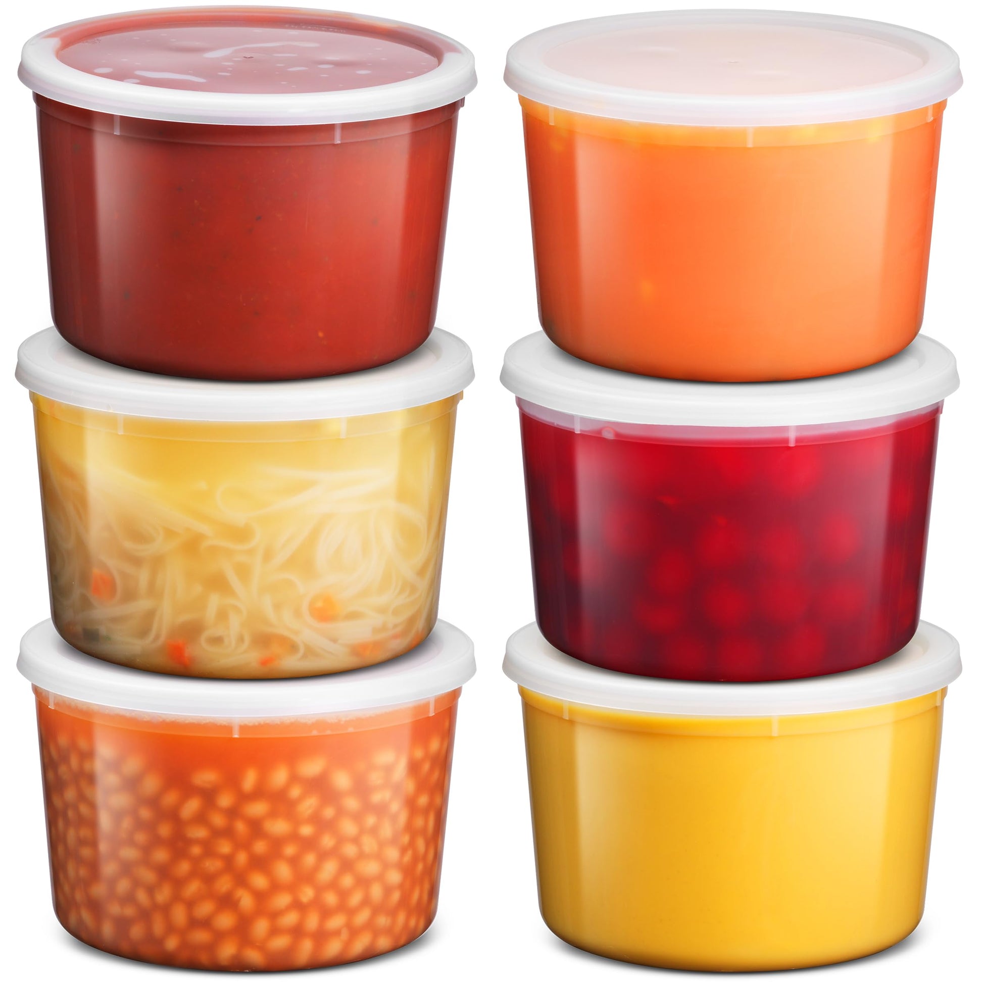 JoyServe 64 oz Food Storage Containers with Lids (Case Pack of 36 Sets), Half Gallon Round Plastic Deli Container with Leak-Proof Lid, BPA-Free, Freezer, Dishwasher & Microwave Safe