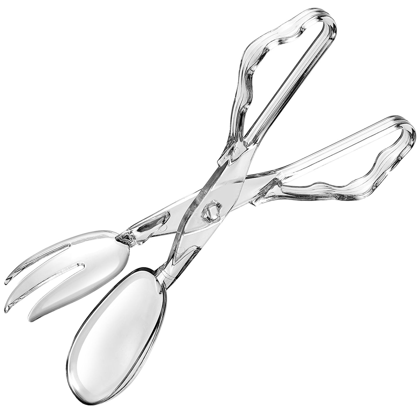 Pack of 4 11-Inch Clear Plastic Scissor Salad Tongs - Premium, Heavy-Duty, Reusable Serving Utensils for Catering, Cooking, Buffets, Party Supplies, and Weddings, Dishwasher Safe