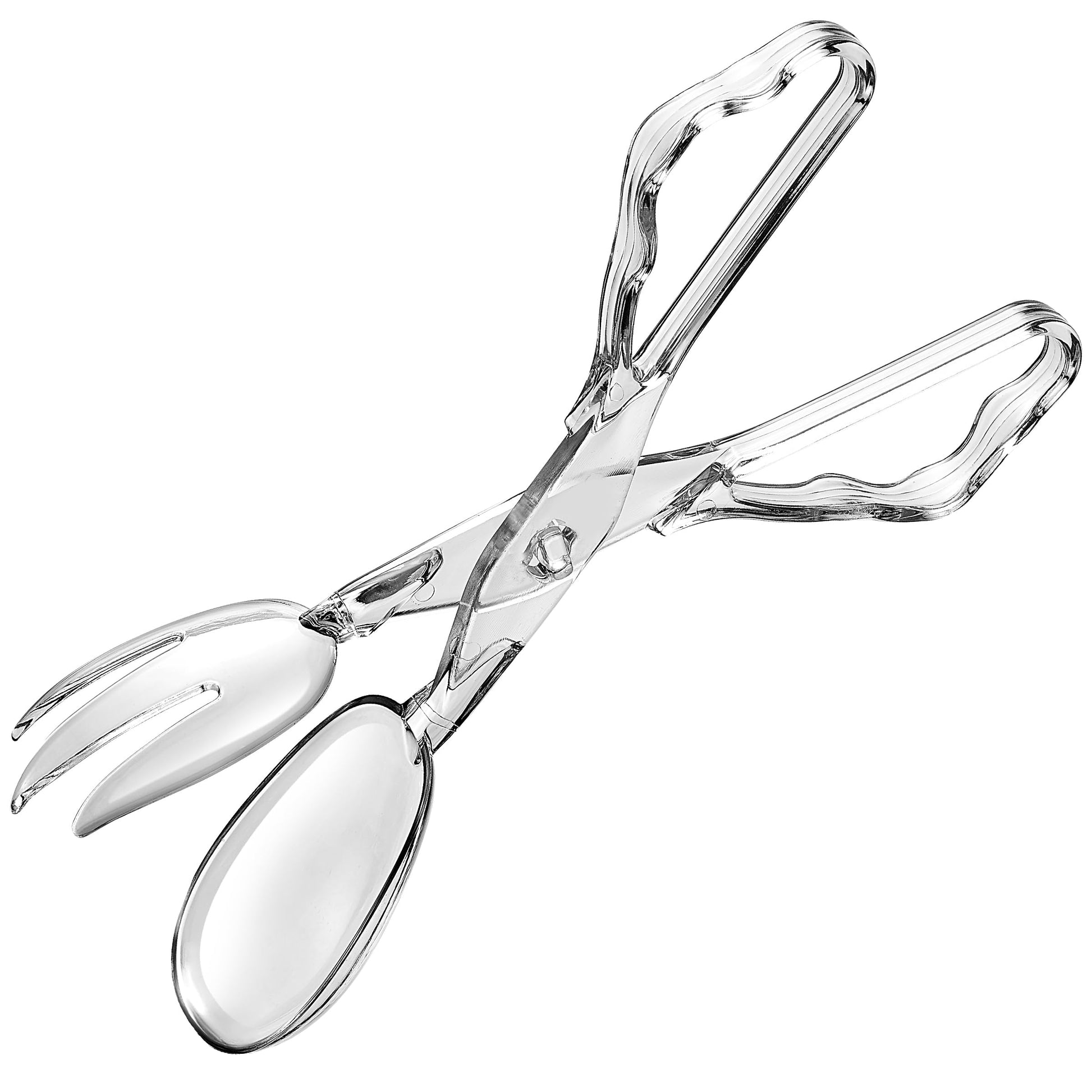 Pack of 4 11-Inch Clear Plastic Scissor Salad Tongs - Premium, Heavy-Duty, Reusable Serving Utensils for Catering, Cooking, Buffets, Party Supplies, and Weddings, Dishwasher Safe