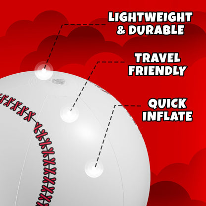 Inflatable Baseball Beach Balls (6 Pack) - 16-Inch Durable PVC Blow Up Beach Balls for Kids, Easy to Inflate, Outdoor Summer Pool Toys, Baseball Party Favors, Sports Theme Decorations, & Giveaways