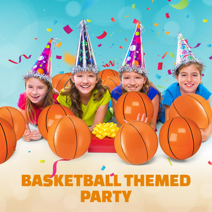 Bedwina Inflatable Basketballs (Pack of 6) 16-inch, Beach Balls for Sports Themed Birthday Parties, Beach Pool Party Toys, Summer Games, Favors for Kids