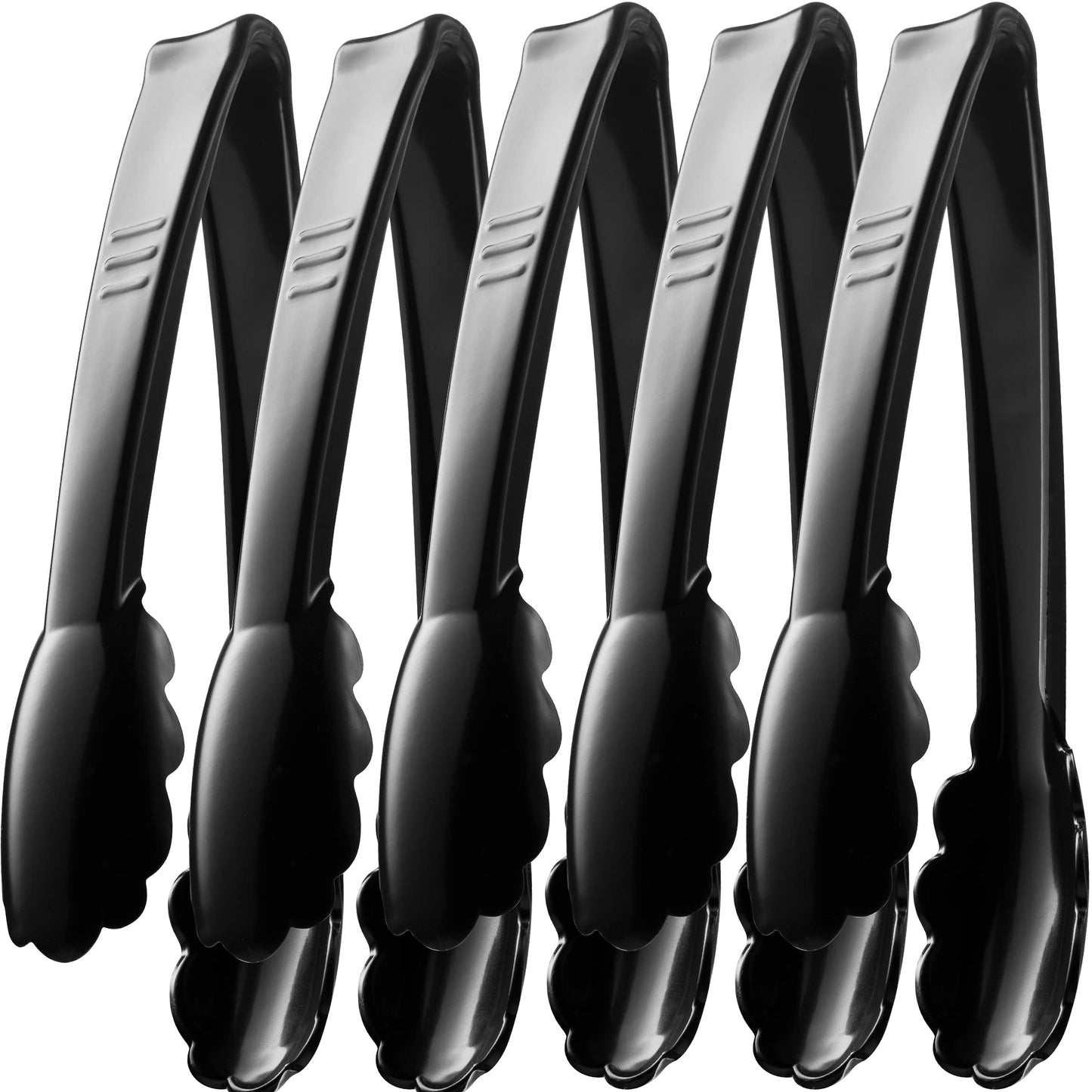 Bulk Plastic Tongs for Serving (Pack of 24) 9 Inch - Heavy-Duty Hard Plastic Reusable or Disposable Serving Tongs for Catering, Dinner Parties, Banquets, Buffets, Weddings and Everyday Use, Black
