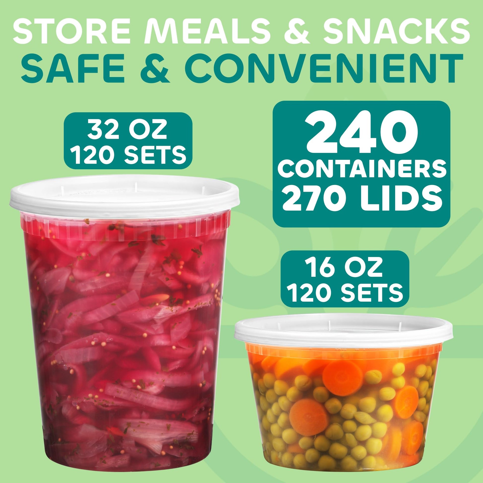 JoyServe 240-Sets Deli Containers with Lids - (120)-32oz & (120)-16oz Bulk Pack of Food Storage Take Out Containers for Restaurants, Catering, Meal Prep - Microwaveable, Reusable & BPA-Free