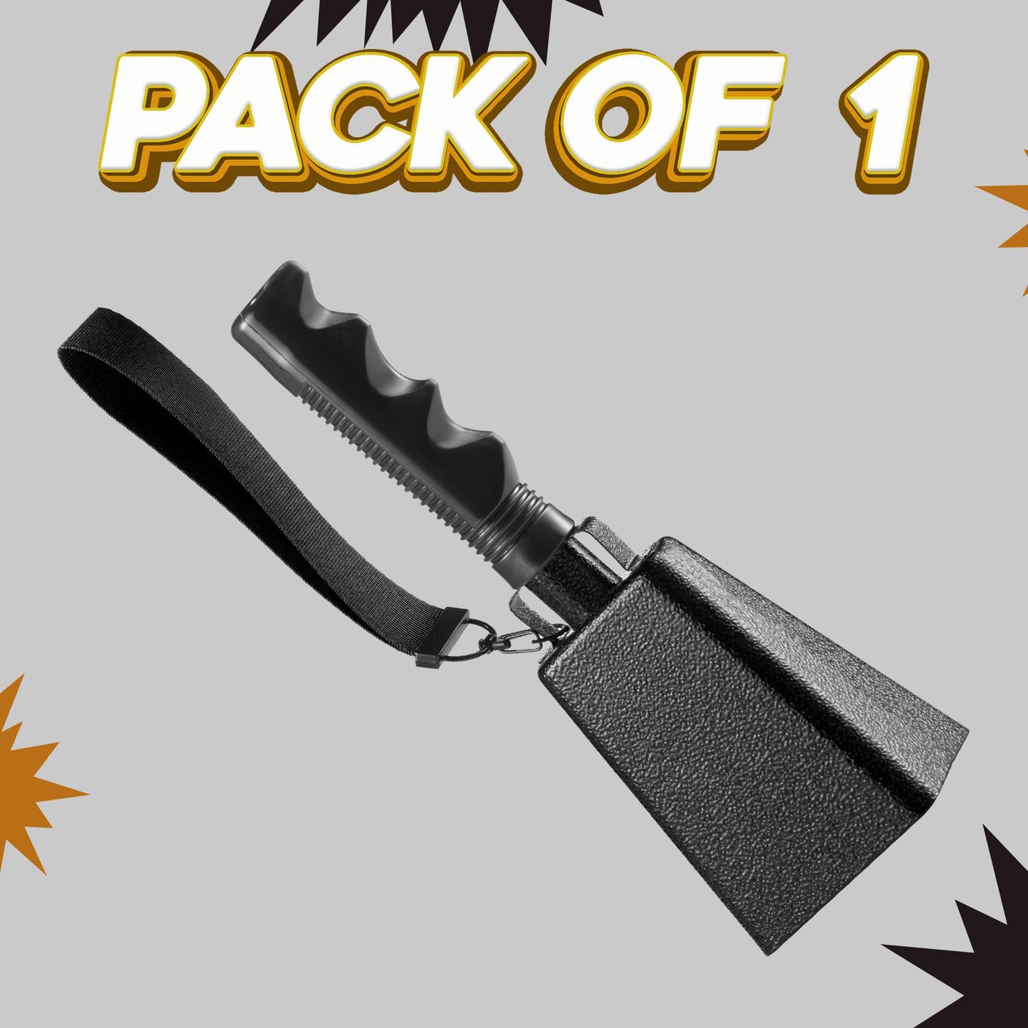 Steel Cow Bell Loud Cheering Noise Makers for Sporting Events, Cowbell with Handle For Football Games, School Spirit, Rallies & Celebrations - Large Cow Bells Black Matel Percussion Music Instrument