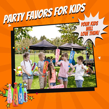 Bedwina Pow Inflatable Baseball Bat - (Pack of 36) Oversized 20 Inch Inflatable Toy Bat, Carnival Prizes, Baseball Party Favors Goodie Bag Stuffers, Decorations Party Prizes for Kids