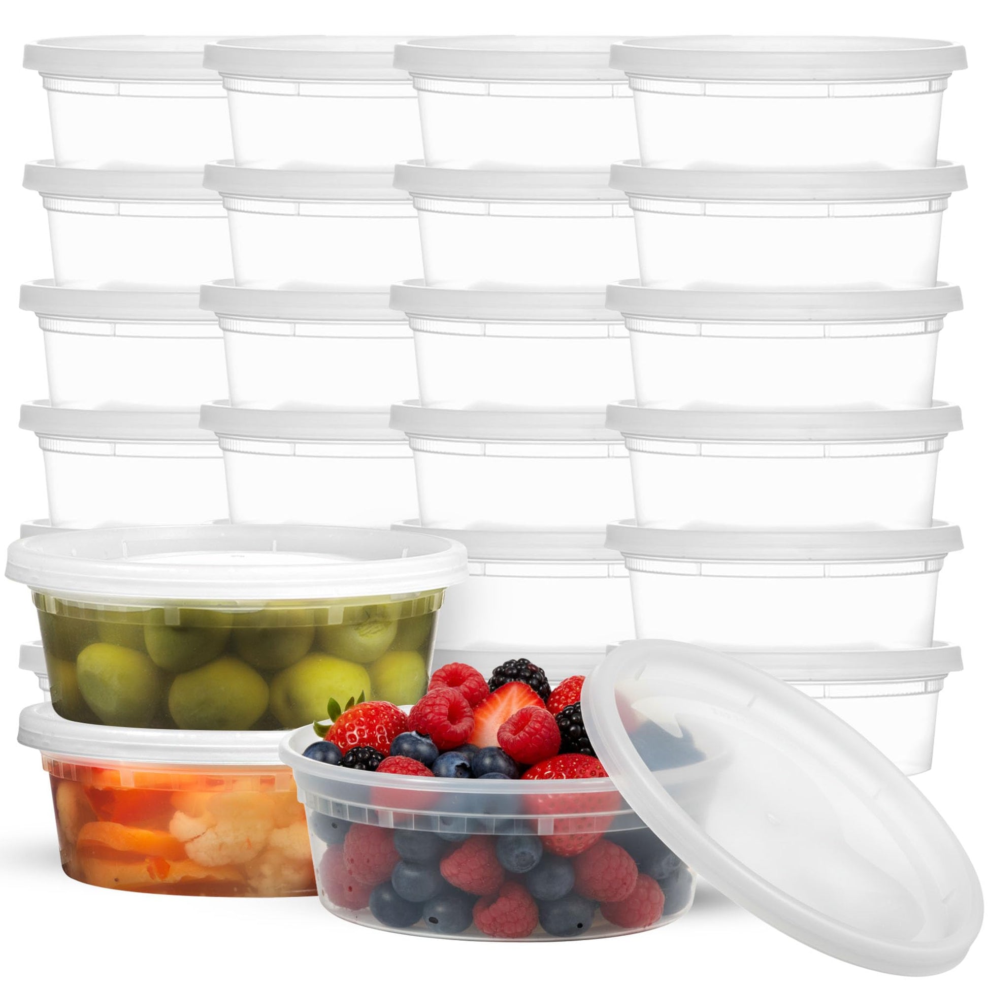JoyServe 60 Sets (120-Piece) 8 oz Deli Food Containers with Lids for Food, Snacks, Takeout, Meal Prep - 1 Cup Small Durable Clear Containers - Stackable and Durable, Dishwasher & Microwave Safe
