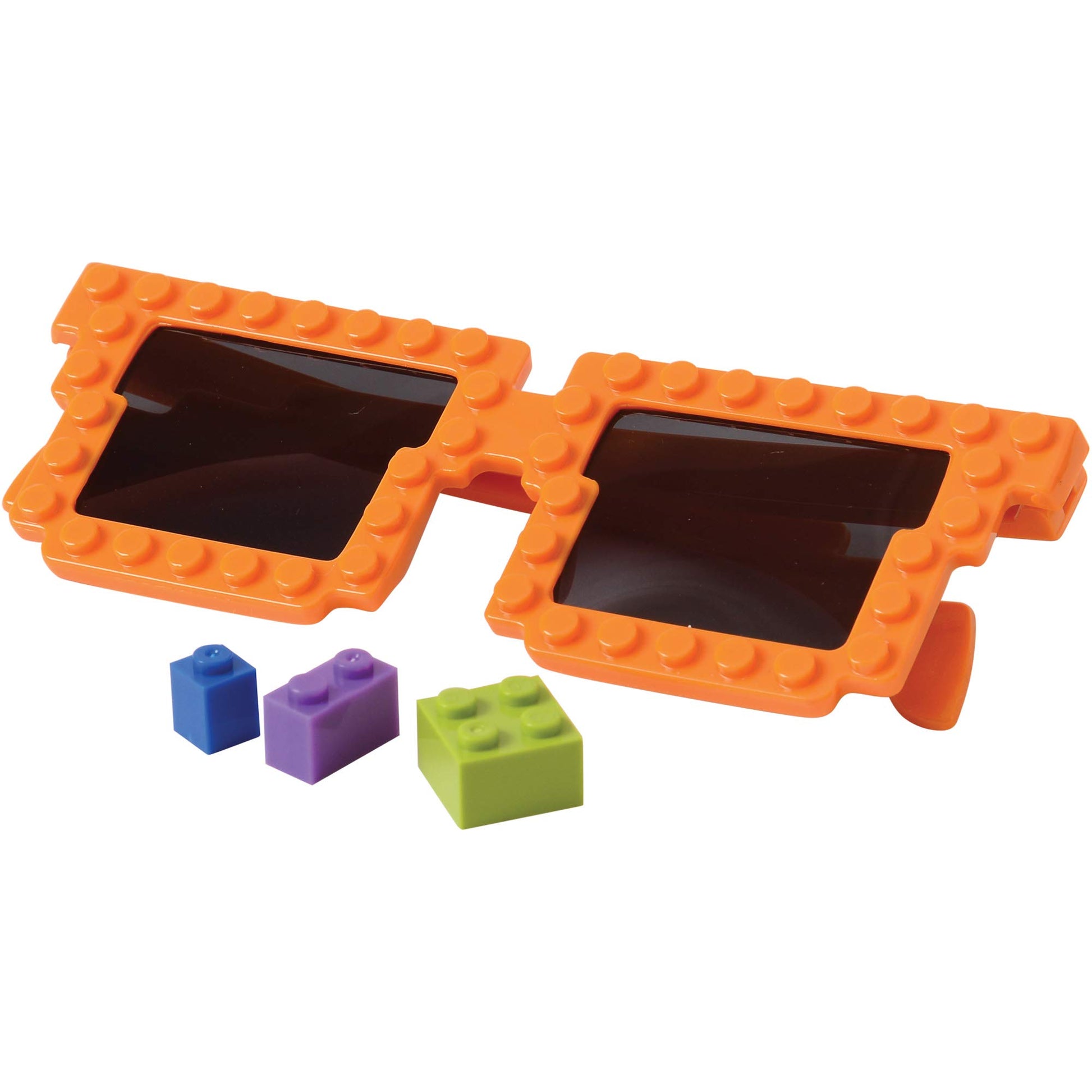Bedwina Building Blocks Glasses - Pack of 6 - Block Mania Building Block Glasses with Extra Bricks for Carnival Supplies, Stocking Stuffers and Birthday Party Favors for Kids