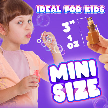 Mini Farm Animal Bubble Wands Toy Gifts for Kids - (Pack of 12) 3-Inch Barnyard Bubble Bottles, Assorted Animals for Giveaways, Prizes, Birthday Party Favors for Kids, Baby Showers, Goody Bag Toys