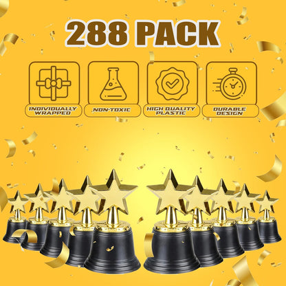 Bedwina Star Trophy Award - Pack of 288 Bulk - 4.5 Inch Gold Award Trophies For Kids Awards, Choice Prizes For Adults, Winner Competitions, Sports Events, Party Decorations, Teachers And Party Favors