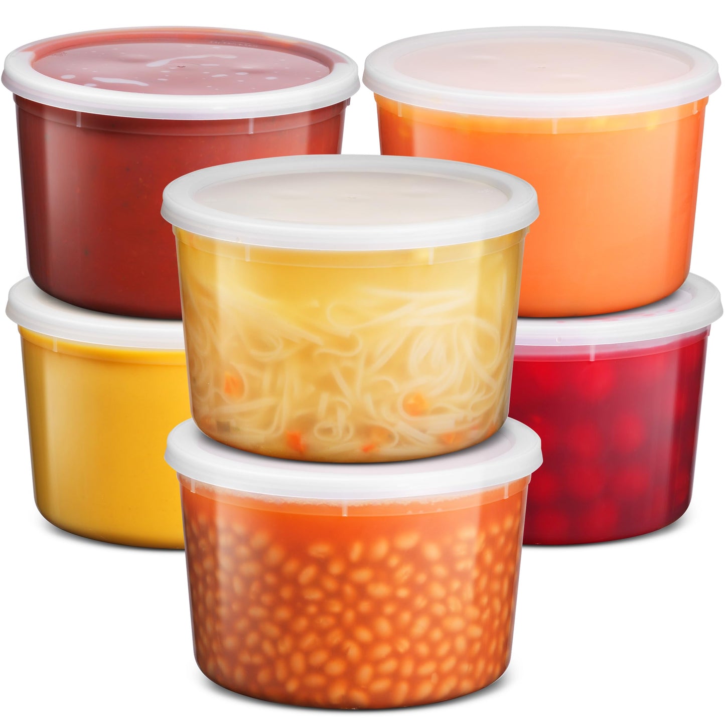 JoyServe 64 oz Plastic Containers with Lids - (Pack of 6) Food Storage Organizer Half Gallon Round Plastic Deli Container with Leak-Proof Lid, BPA-Free, Freezer, Dishwasher & Microwave Safe