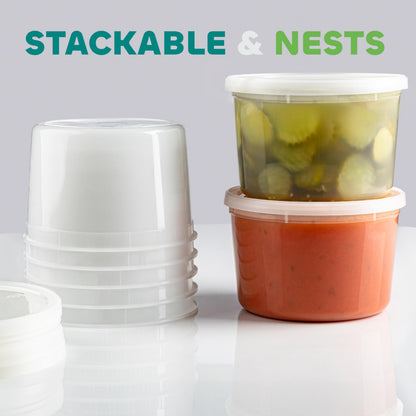 JoyServe 64 oz Plastic Containers with Lids - (Pack of 6) Food Storage Organizer Half Gallon Round Plastic Deli Container with Leak-Proof Lid, BPA-Free, Freezer, Dishwasher & Microwave Safe