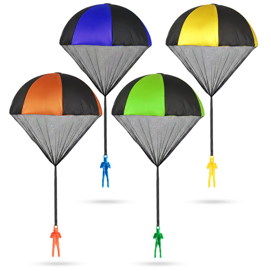 Parachute Toys for Kids - (Pack of 4) Tangle-Free Throwing Parachute Army Figures in Bright Colors - Outdoor Flying Toys for Kids Ages 4-8, Party Favors, Birthday Gifts, Boys & Girls Ages 3+