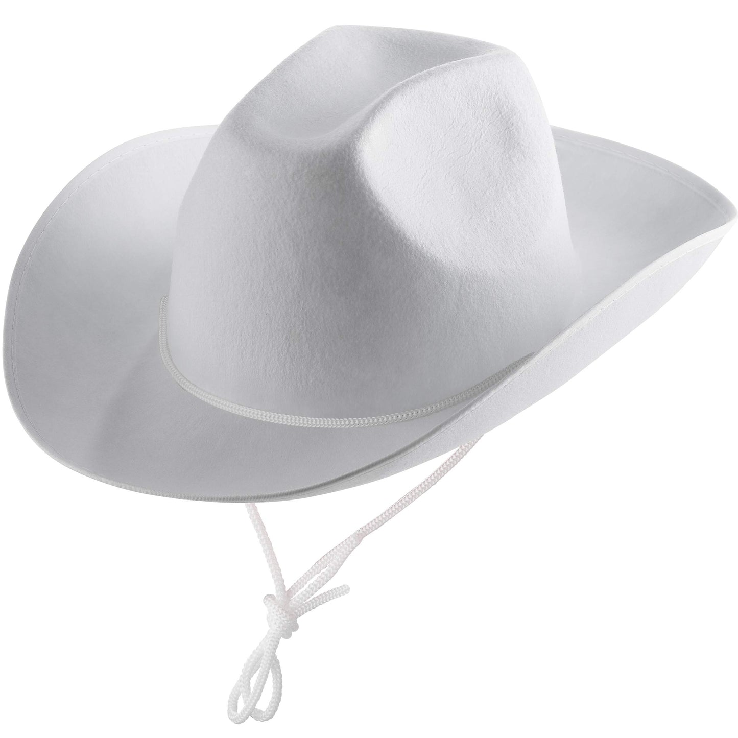 Bedwina White Cowgirl Hat - Felt Cowboy Hat with White Trim and Adjustable Neck-String, Fits Most Women and Girls for Bachelorette, Play Costume Accessories, Themed Party or Dress-Up