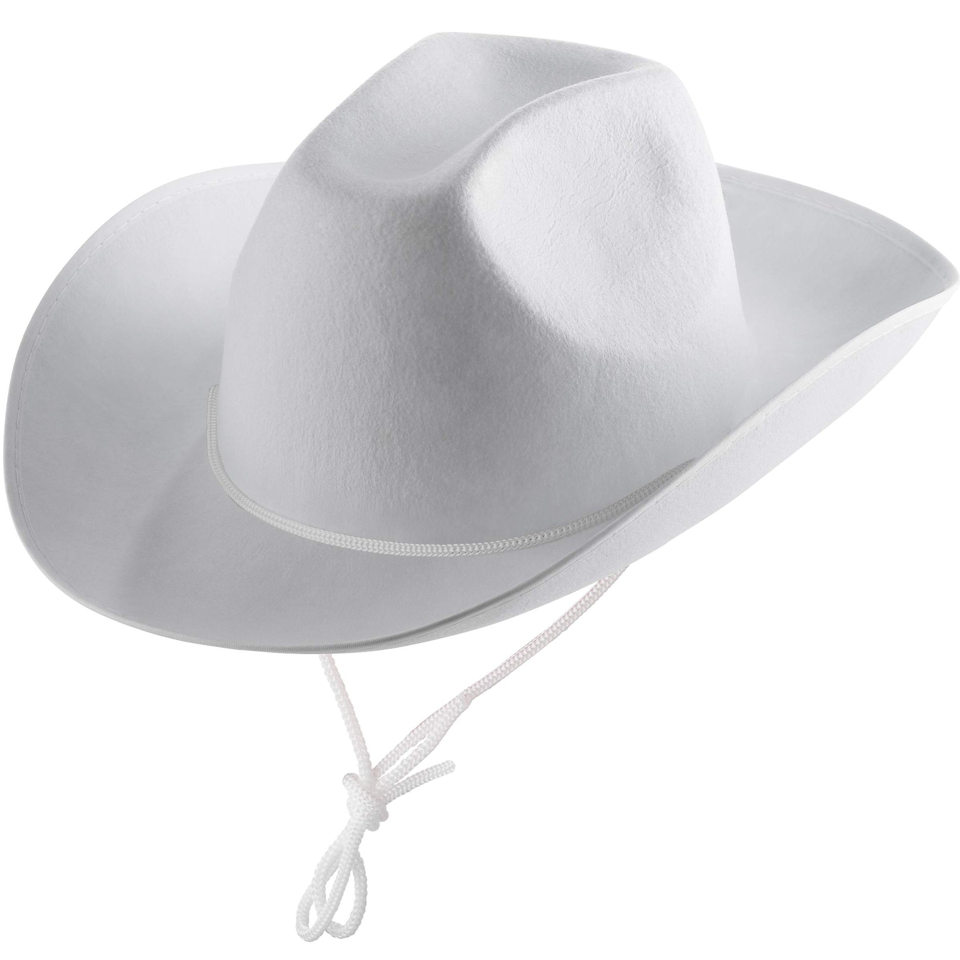 Bedwina White Cowgirl Hat - Felt Cowboy Hat with White Trim and Adjustable Neck-String, Fits Most Women and Girls for Bachelorette, Play Costume Accessories, Themed Party or Dress-Up