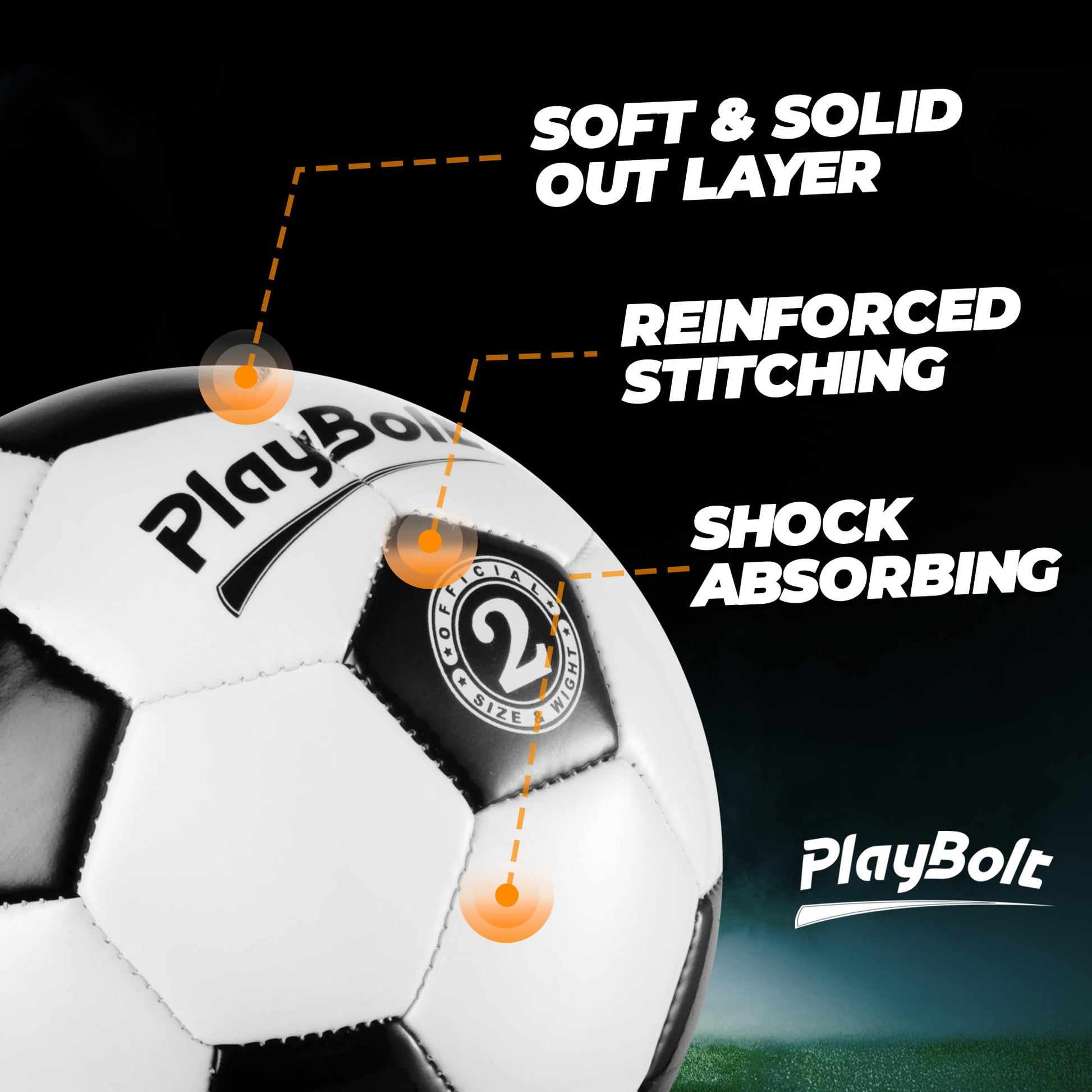 PlayBolt Soccer Ball Size 2 - Official Size Soccer Balls with Pump in Classic Black and White for Kids Youth & Toddler Sports, Indoor & Outdoor (Pack of 1)