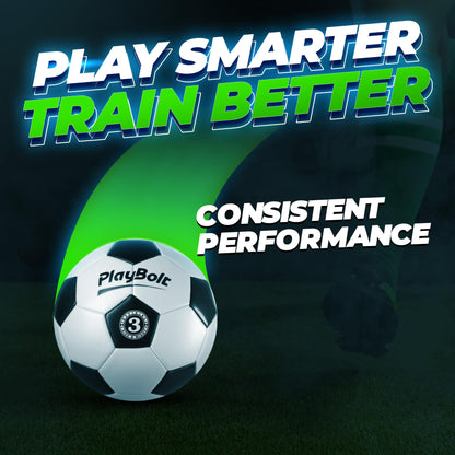 PlayBolt Soccer Ball Size 3 - Premium PVC Leather Cover - Youth Soccer Balls with Pump - Training, Practice, Match & Game Ball for Kids (Pack of 1)
