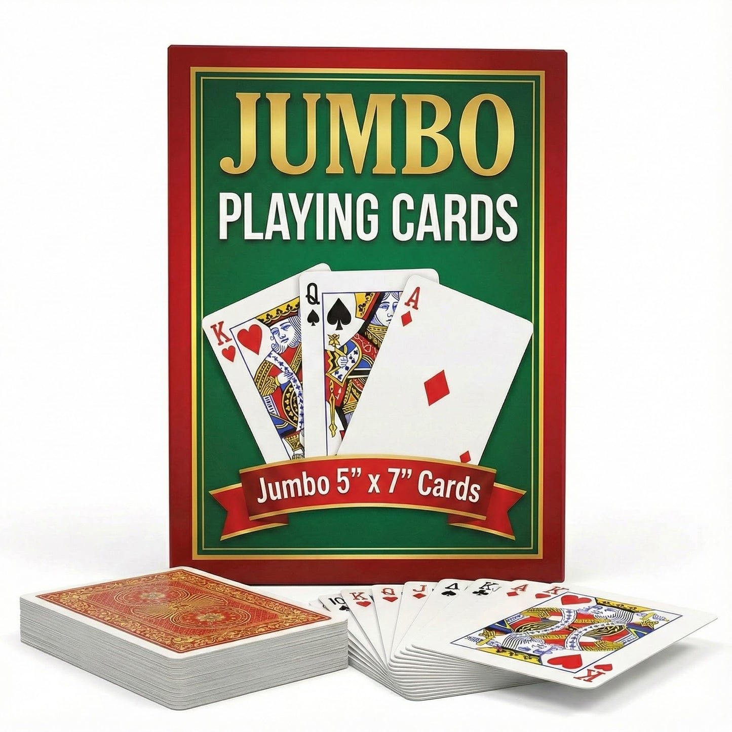 Bedwina Giant Jumbo Playing Cards, Large Print Playing Cards for Seniors, Kids, Adults - Funny Deck of Professional Poker Giant Card Games, Casino Theme Party Decorations, Low Vision Gift - 5X7 Inch