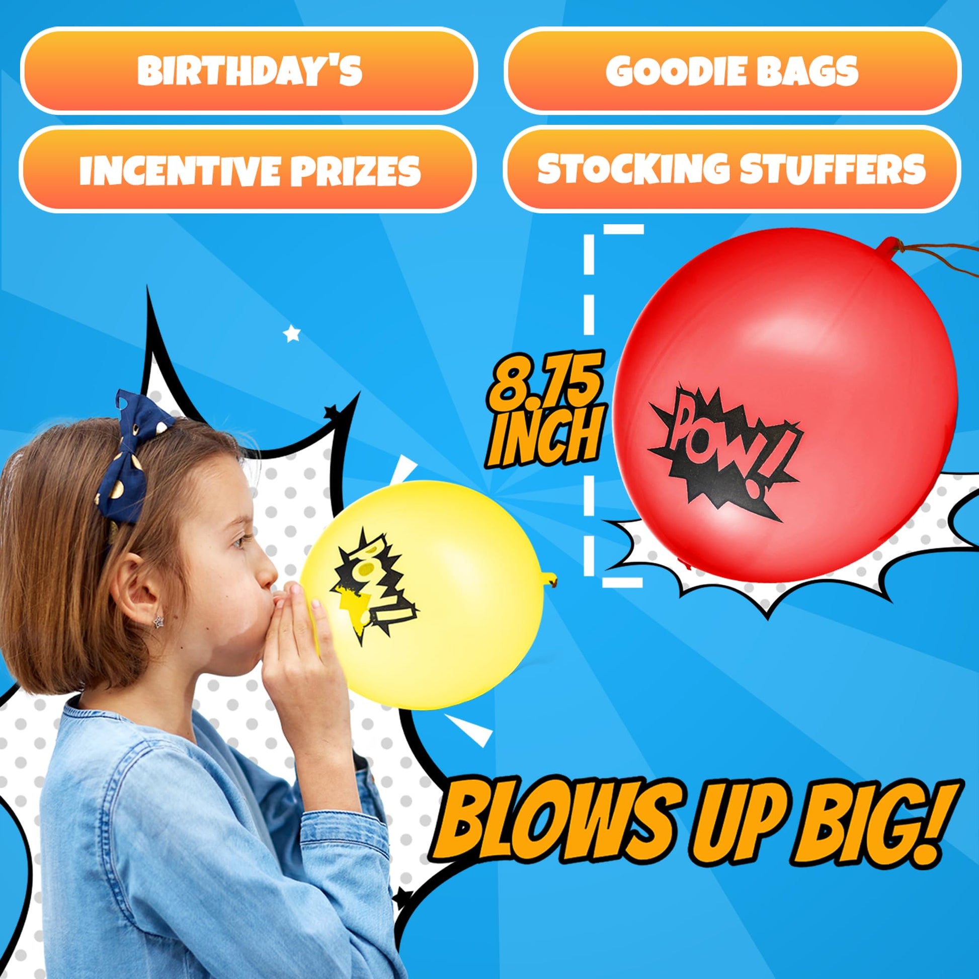 Superhero Punch Balloons - Pack of 72 Bulk, Large Punching Balloons for Kids, Inflatable Punch Balls for Carnival Prizes, Goodie Bag Stuffers for Kids, Superhero Theme Birthday Party Favors Toys