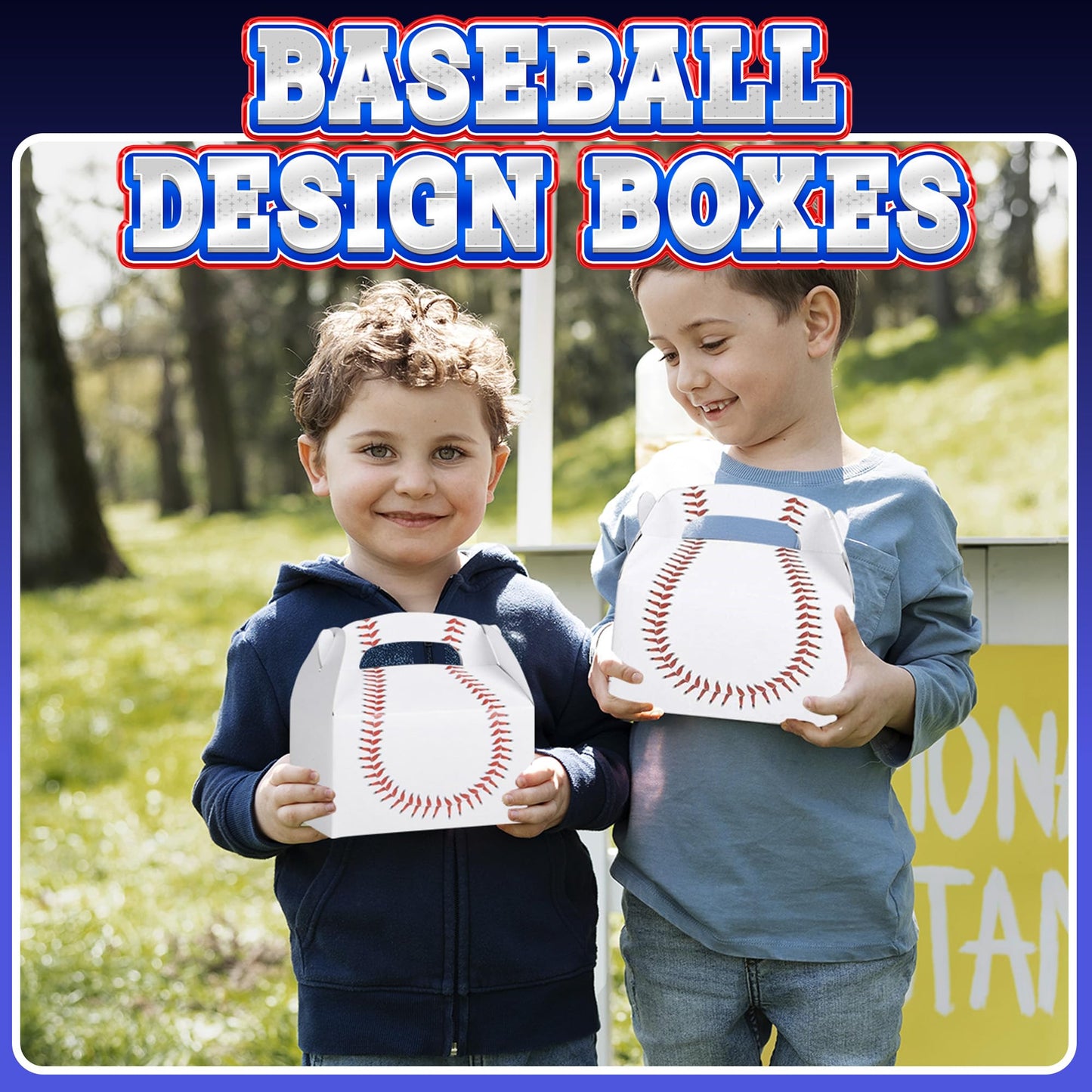 Bedwina Baseball Treat Boxes for Party Favors and Snacks - (Pack of 12) Bulk Team Snack Treat Boxes for Baseball Goodie Bags Favors and Themed Birthday Party Gift Supplies for Kids