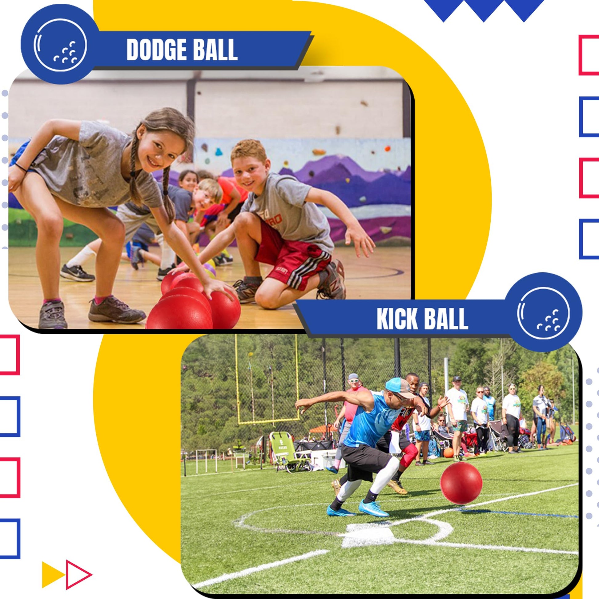 PlayBolt Dodgeball Playground Ball - 8.5 Inch (1-Pack) Red Rubber Bouncy Inflatable Balls, w/Air Pump, for Kids & Adults, Indoor & Outdoor Games, Kickballs, Four Square, Handball and More