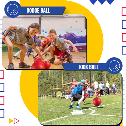 PlayBolt 12-Pack Playground Balls Bulk - 8.5 Inch Red Rubber Kickball Bouncy Inflatable Balls for Kids & Adults w/Hand Pump, Indoor & Outdoor Games, Kickballs, Dodgeball, Four Square, and More