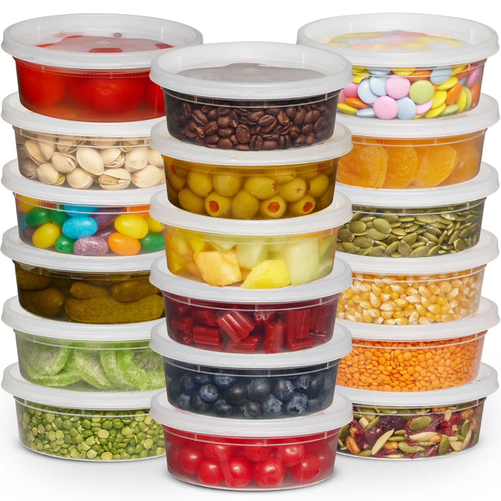 JoyServe Deli Food Containers with Lids - 8 oz 180 Sets- Ideal for Food, Snacks, Takeout, Meal Prep - 1 Cup Small Durable Clear Containers for Food - Stackable and Durable, Dishwasher & Microwave Safe