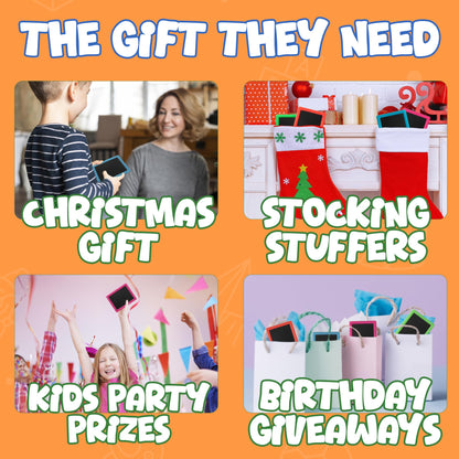 Mini Chalkboard for Kids - (Pack of 12) Goodie Bags Stuffers for Kids Mini Chalkboard Each with 2 Chalk Sticks and 1 Eraser for Boys and Girls Birthday Party Favors