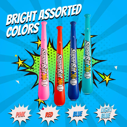 Inflatable Baseball Bats in Bulk - (Pack of 12) - Giant 42 Inch Baseball Party Favors for Kids, Sports Theme Toy Party Supplies and Birthday Party Decorations by Bedwina