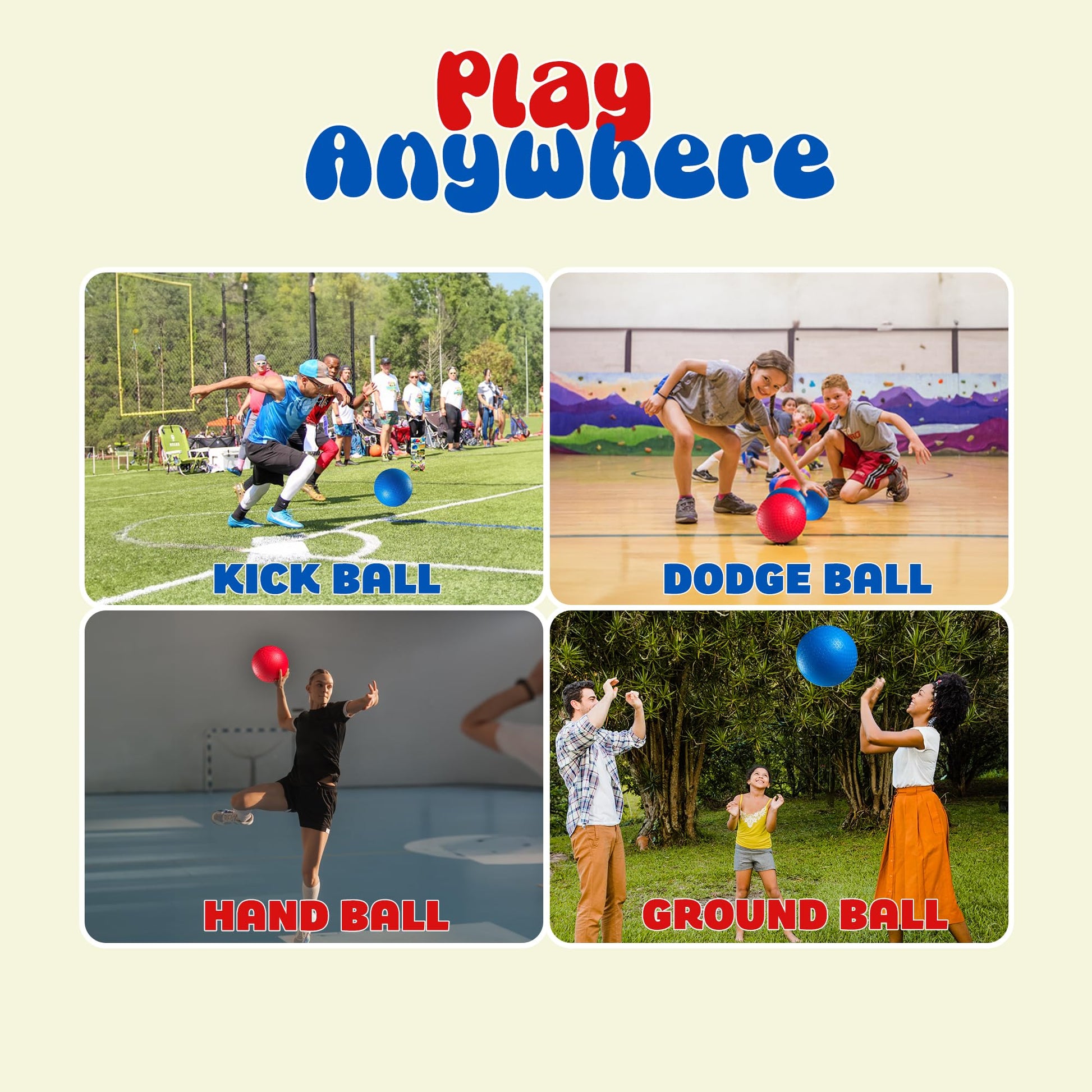 Red & Blue Kickball Set - (9 Inch) with Pump for Toddlers Kids & Adults - Indoor & Outdoor Gym Sports Toys - Fun Playground Balls for Kids Dodgeball, Four Square, PE, Games, Recess and More