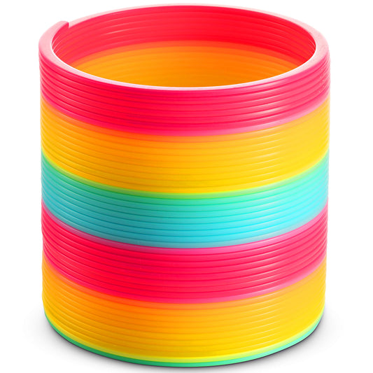 Bedwina Jumbo Rainbow Spring Coil Toy - 6" Plastic Giant Spring Coil for Kids, Big Spring Toys for Boys and Girls, Neon Colorful Rainbow Coil Spring for Party Favor Prizes and Kids Birthday Gifts
