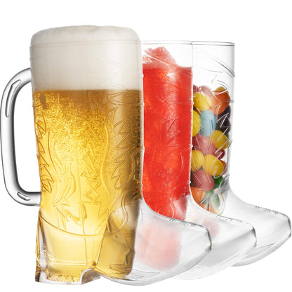 JoyServe Cowboy Boot Cups - (Bulk Pack of 12) 17oz Drink Mugs, Reusable BPA-Free Plastic Drinking Mug Cups for Kids, Western Themed Rodeo Birthday Party Decorations and Supplies