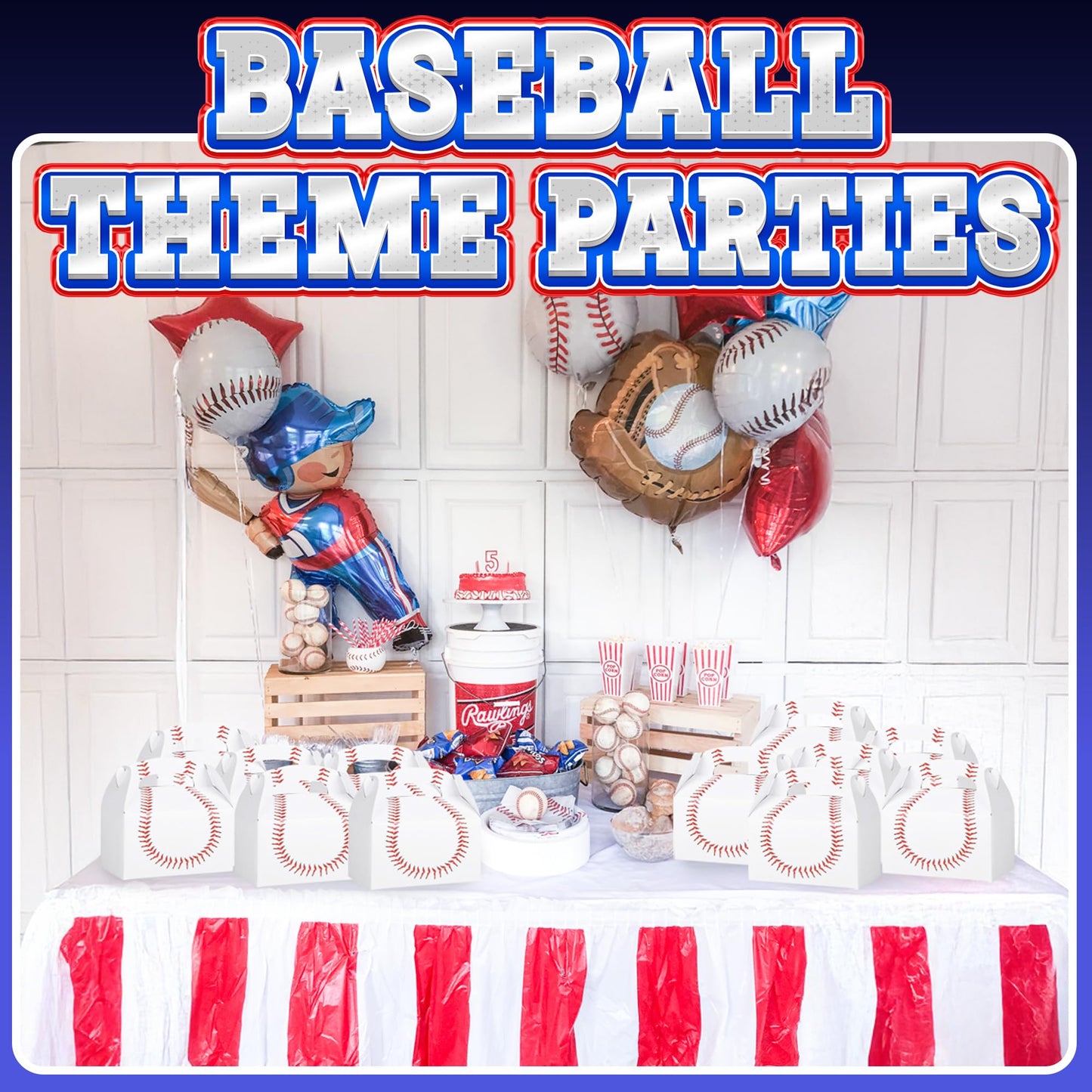 Bedwina Baseball Treat Boxes for Party Favors and Snacks - (Pack of 12) Bulk Team Snack Treat Boxes for Baseball Goodie Bags Favors and Themed Birthday Party Gift Supplies for Kids