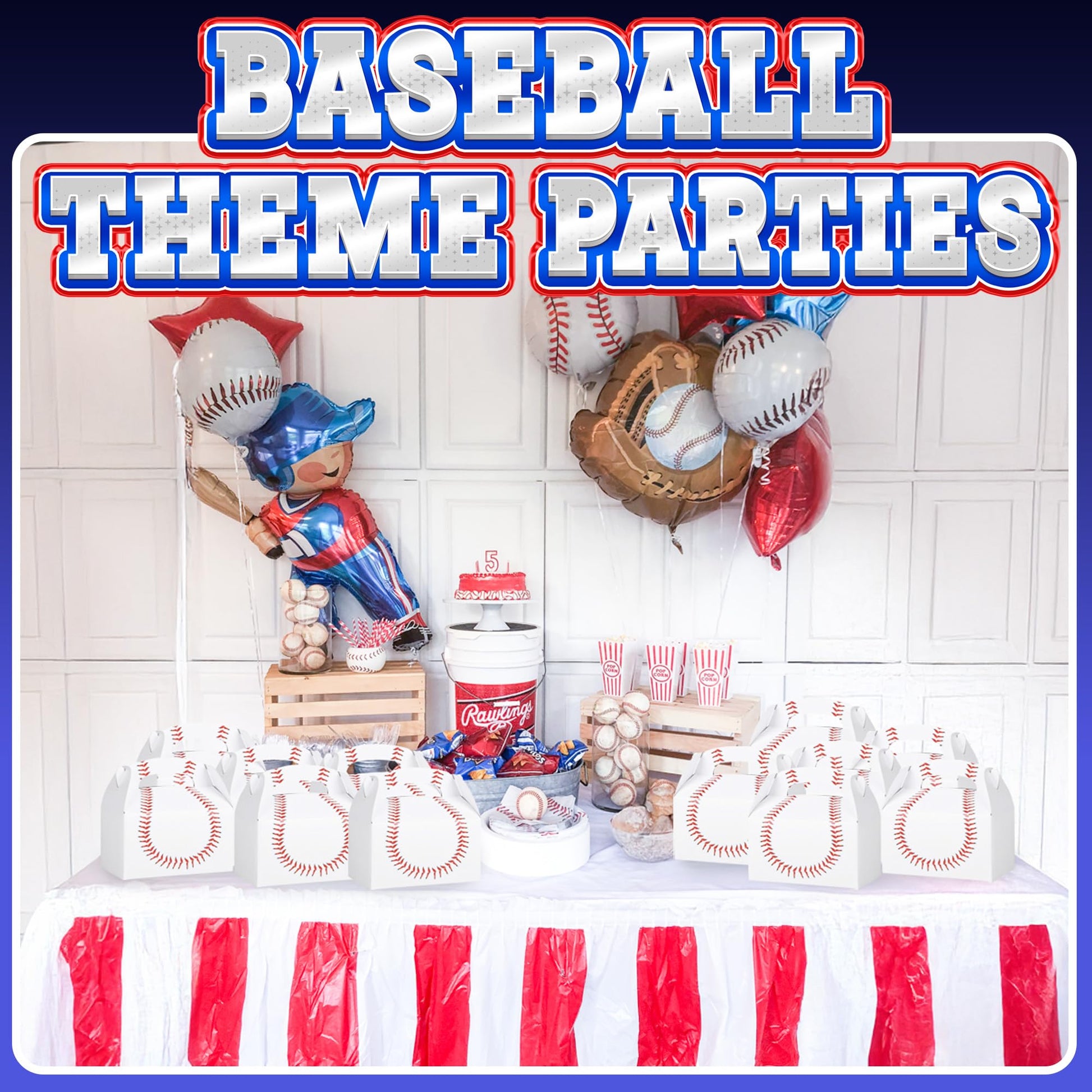 Bedwina Baseball Treat Boxes for Party Favors and Snacks - (Pack of 12) Bulk Team Snack Treat Boxes for Baseball Goodie Bags Favors and Themed Birthday Party Gift Supplies for Kids