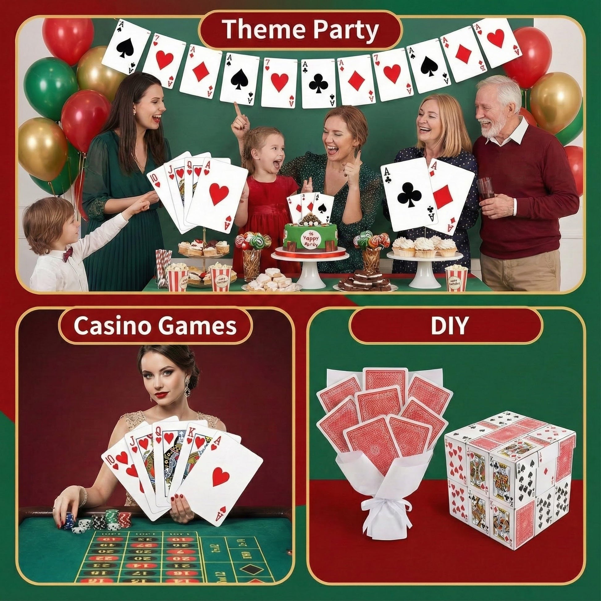 Bedwina Giant Jumbo Playing Cards, Large Print Playing Cards for Seniors, Kids, Adults - Funny Deck of Professional Poker Giant Card Games, Casino Theme Party Decorations - 5X7 Inch, 3 PK