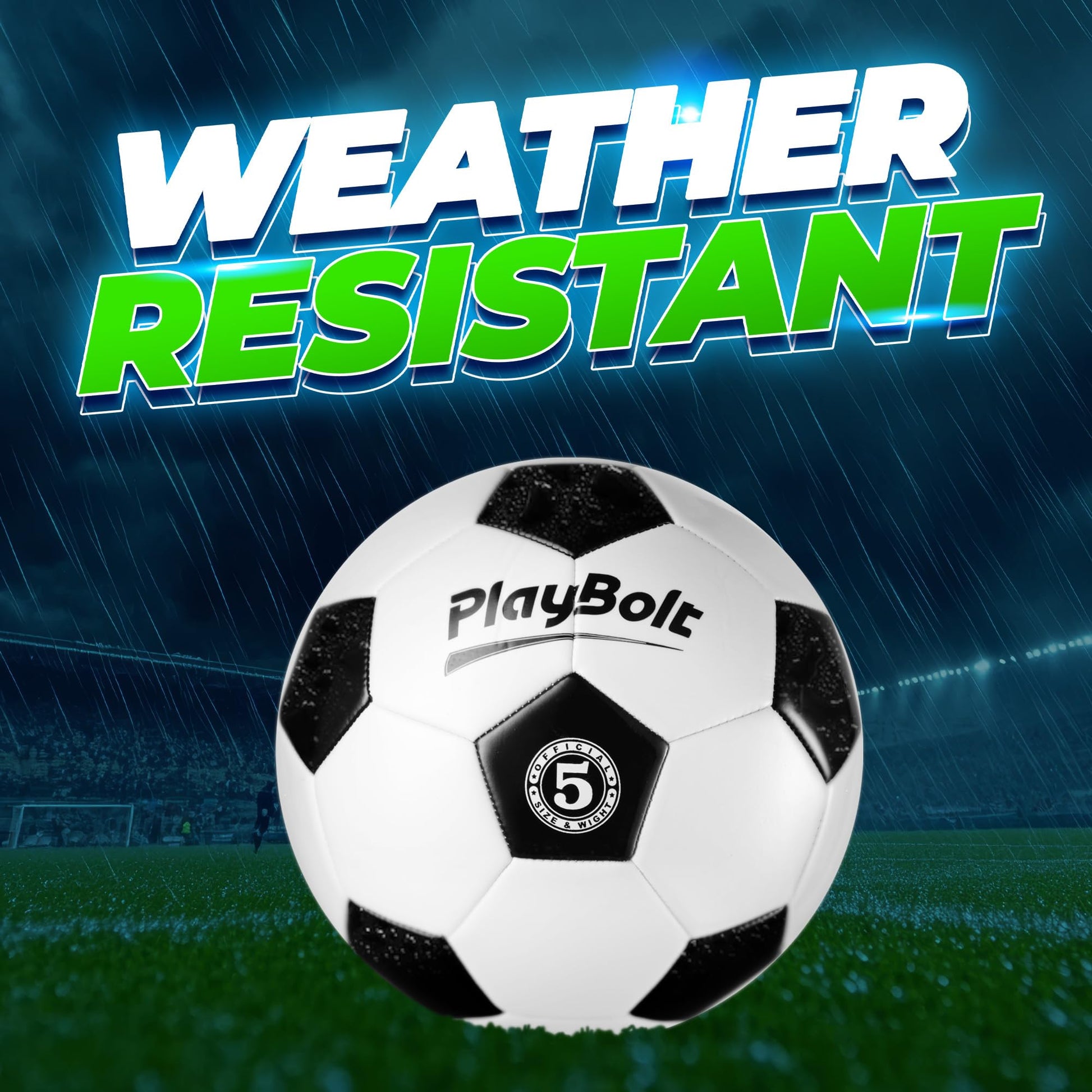 PlayBolt Soccer Ball Size 5 - Premium PVC Leather Cover - Official Size & Weight Soccer Balls with Pump - Training, Practice, Match & Game Ball for Kids, Teens & Adults (Pack of 1)