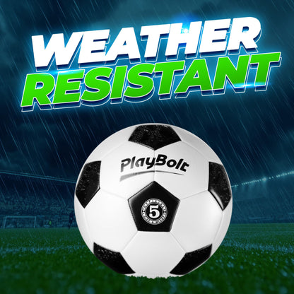 PlayBolt Soccer Ball Size 5 - Premium PVC Leather Cover - Official Size & Weight Soccer Balls with Pump - Training, Practice, Match & Game Ball for Kids, Teens & Adults (Pack of 1)