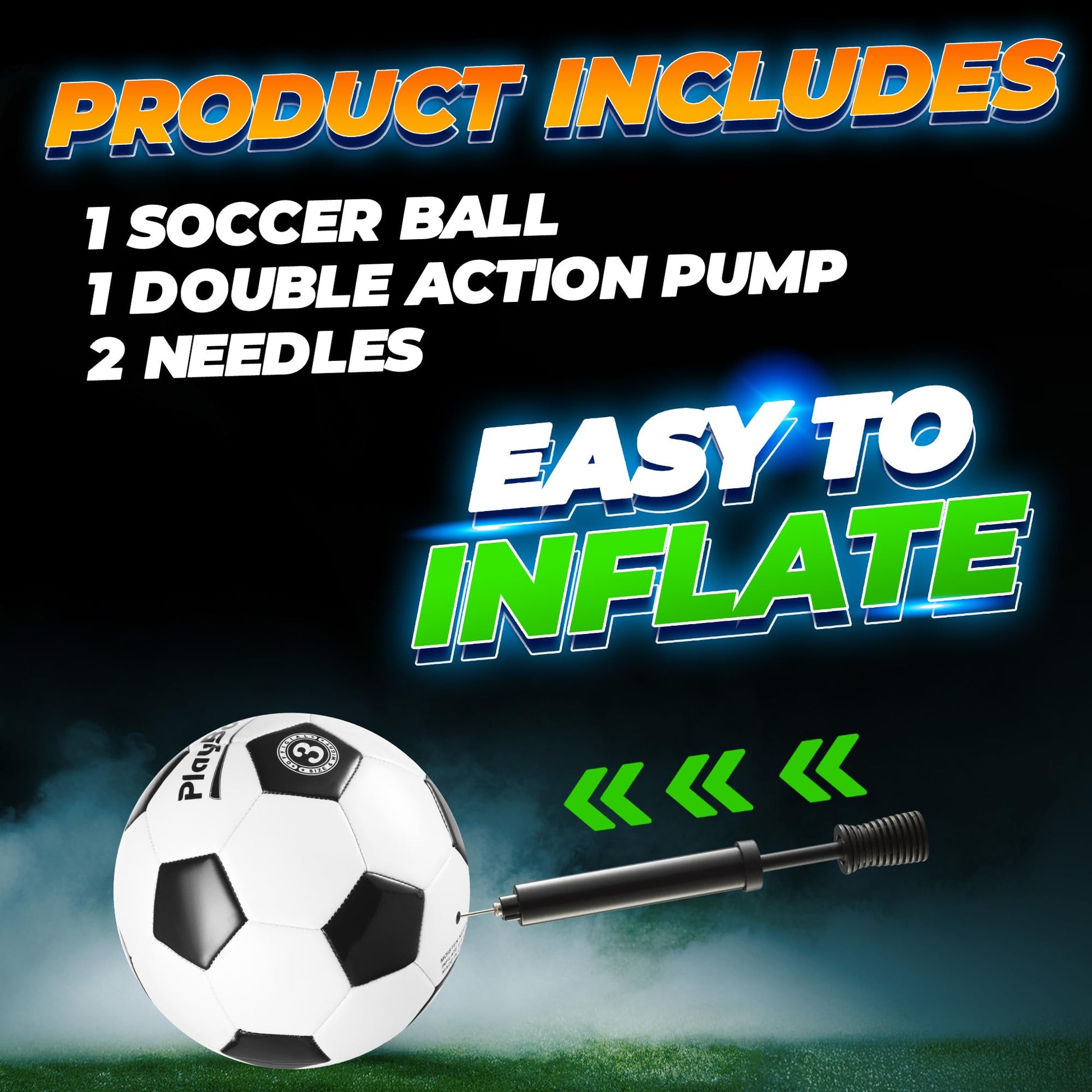 PlayBolt Soccer Ball Size 3 - Premium PVC Leather Cover - Youth Soccer Balls with Pump - Training, Practice, Match & Game Ball for Kids (Pack of 1)