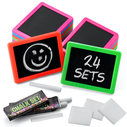 Mini Chalkboard for Kids - (Pack of 48) Goodie Bags Stuffers for Kids Mini Chalkboard Each with 2 Chalk Sticks, and 1 Eraser for Boys and Girls Birthday Party Favors
