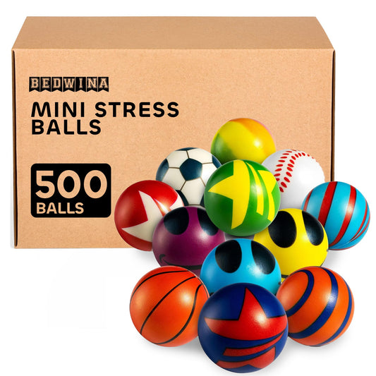 500 Mini Stress Balls for Kids and Adults - Bulk 2 Inch Assorted Soft Stress Relief Balls, Squishy Balls Sensory Fidget Toys, Party Favors, Birthday Gifts Goodie Bag Stuffers Stocking Stuffers