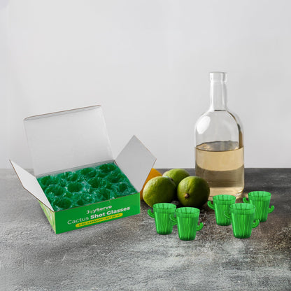 Cactus Plastic Shot Glasses - (Pack of 12) 2-Oz Shot Glasses Funny Cute Novelty Set for Bachelorette, Western, Cinco de Mayo, Tequila, Fiesta Themed Party Supplies, BPA-Free, Dishwasher-Safe, Green