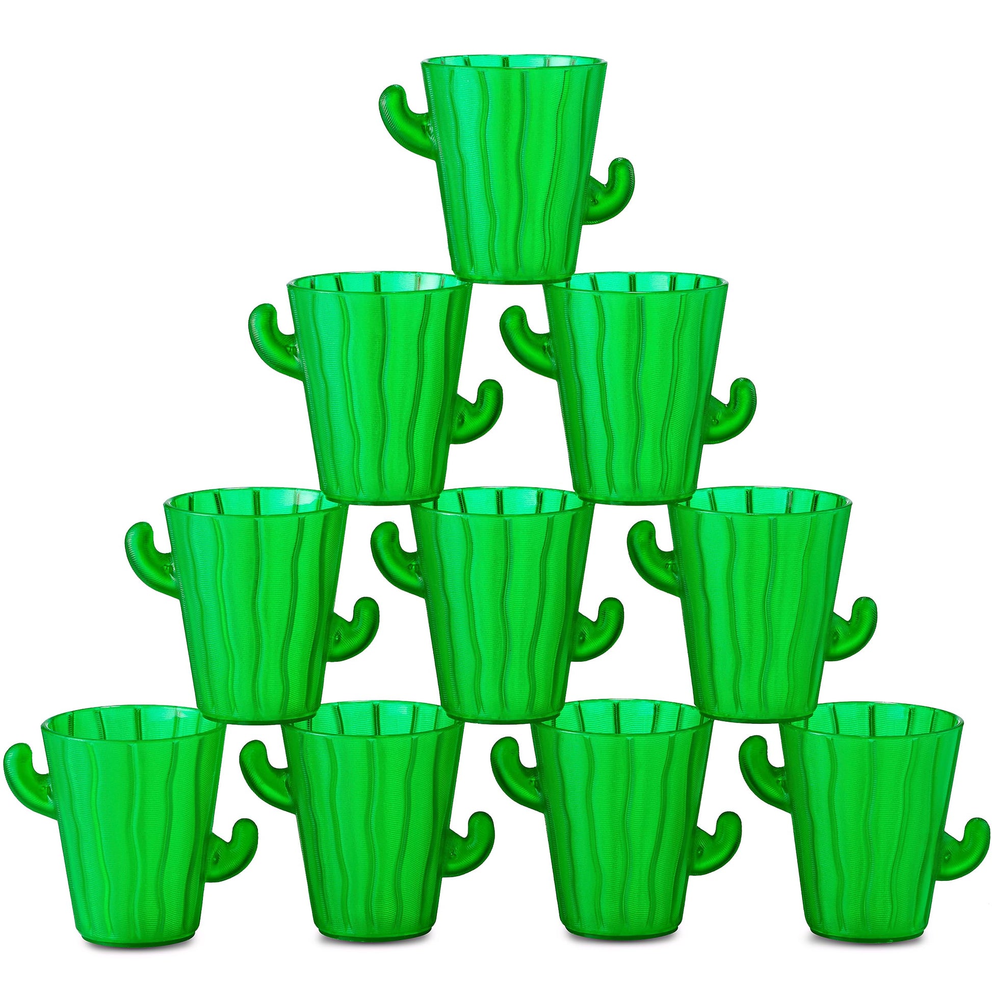Cactus Plastic Shot Glasses - (Pack of 12) 2-Oz Shot Glasses Funny Cute Novelty Set for Bachelorette, Western, Cinco de Mayo, Tequila, Fiesta Themed Party Supplies, BPA-Free, Dishwasher-Safe, Green