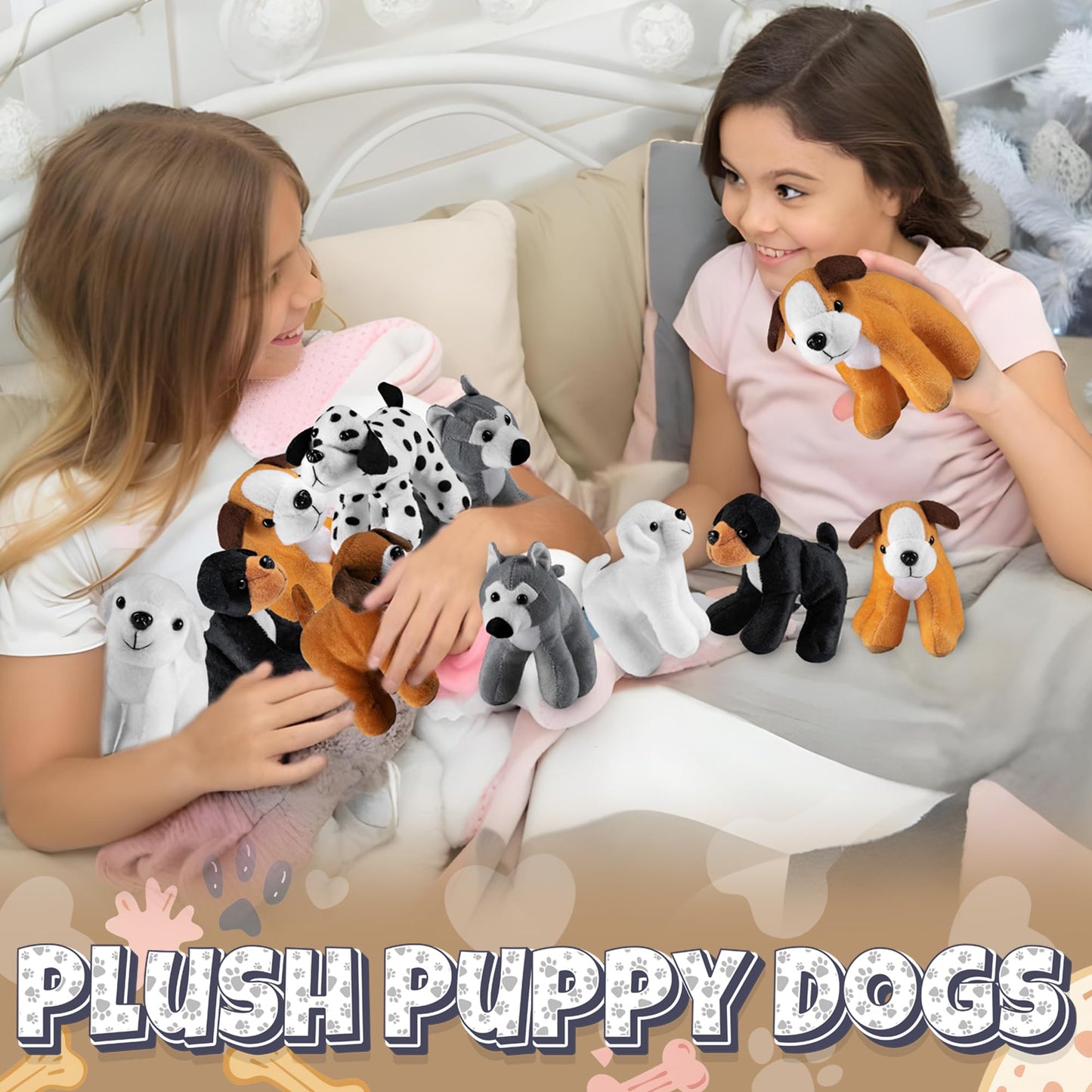 Bedwina Plush Puppy Dogs - (Pack of 36) 6 Inches Tall Stuffed Animals Bulk Assorted Puppies and Cute Stuffed Plushed Dog Puppies Assortment, Stocking Stuffers