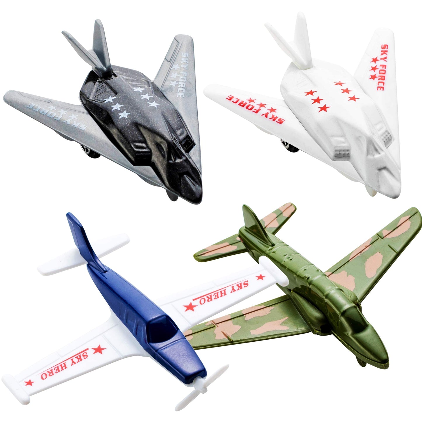 Bedwina Airplane Toys - 12 Pack Vehicle Aircraft Plane Playset, Includes Styles of Bomber, Military, F-16 Fighter Jets, for Birthday Party Favor Toys, for Kids Boys and Girls (Styles May Very)