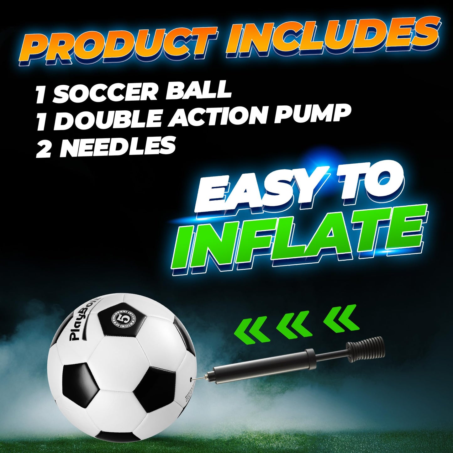 PlayBolt Soccer Ball Size 5 - Premium PVC Leather Cover - Official Size & Weight Soccer Balls with Pump - Training, Practice, Match & Game Ball for Kids, Teens & Adults (Pack of 1)