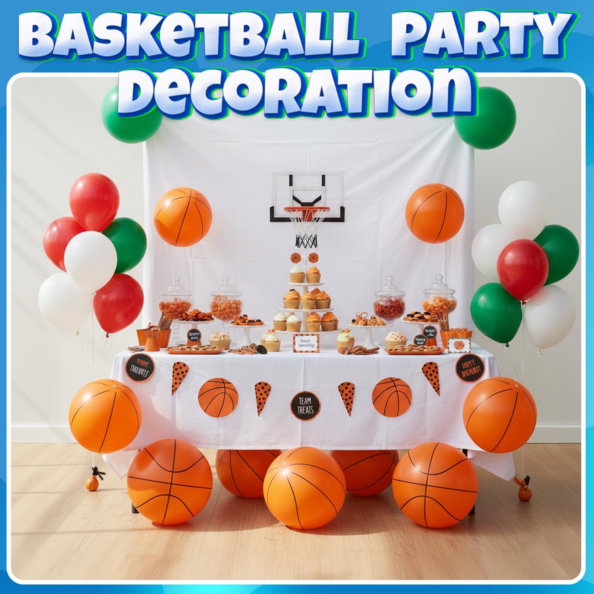 Inflatable Basketball Beach Balls (6 Pack) - 16-Inch Durable PVC Blow Up Beach Balls for Kids, Easy to Inflate, Outdoor Summer Pool Toys, Basketball Party Favors, Sports Theme Decorations, Giveaways