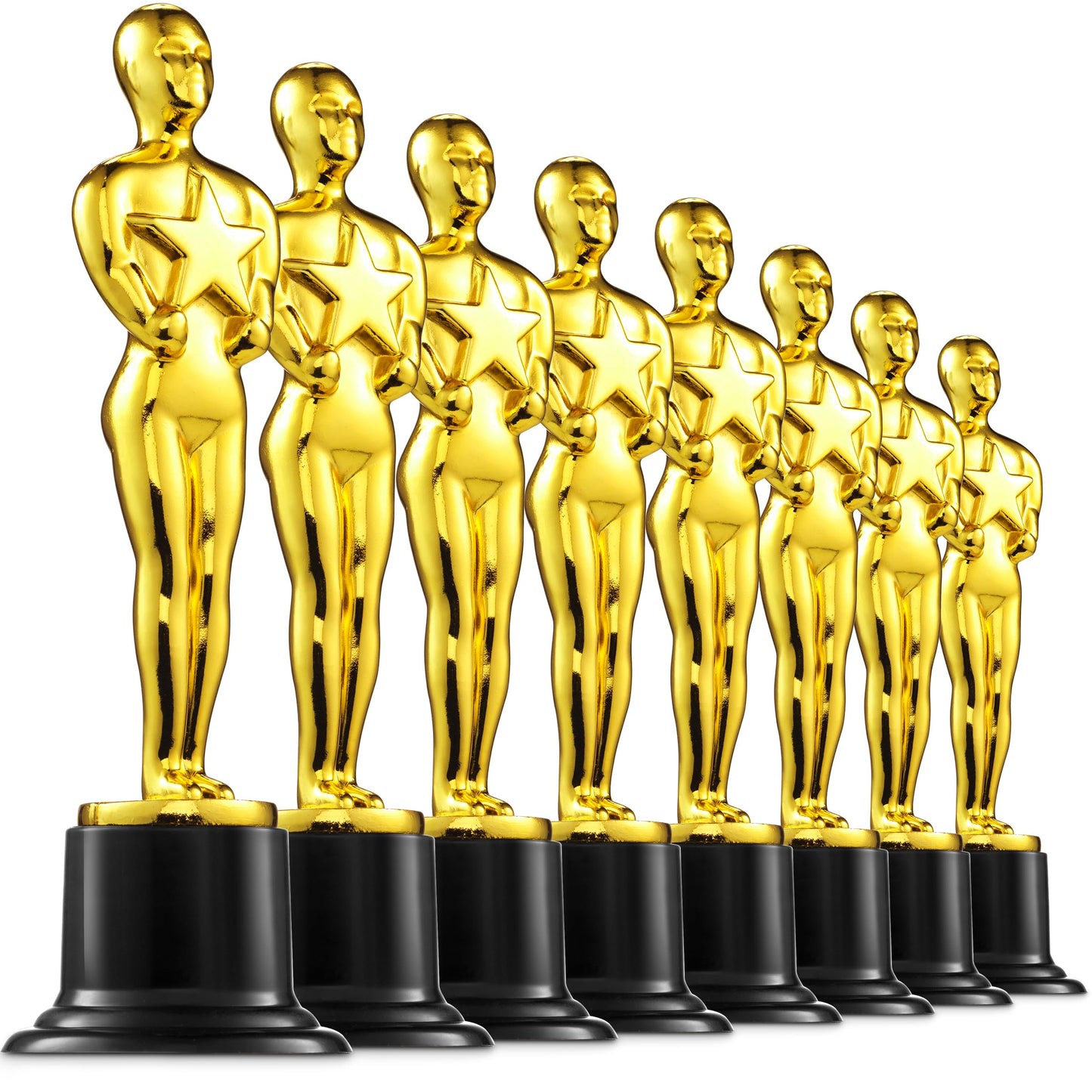 Bedwina Gold Trophy Award Mini Trophies Bulk - (Pack of 12) 6 Inch Tall Plastic Golden Statue Award, Party Themed Decorations, Winners or Appreciation Gifts Game Prizes for Adults & Kids
