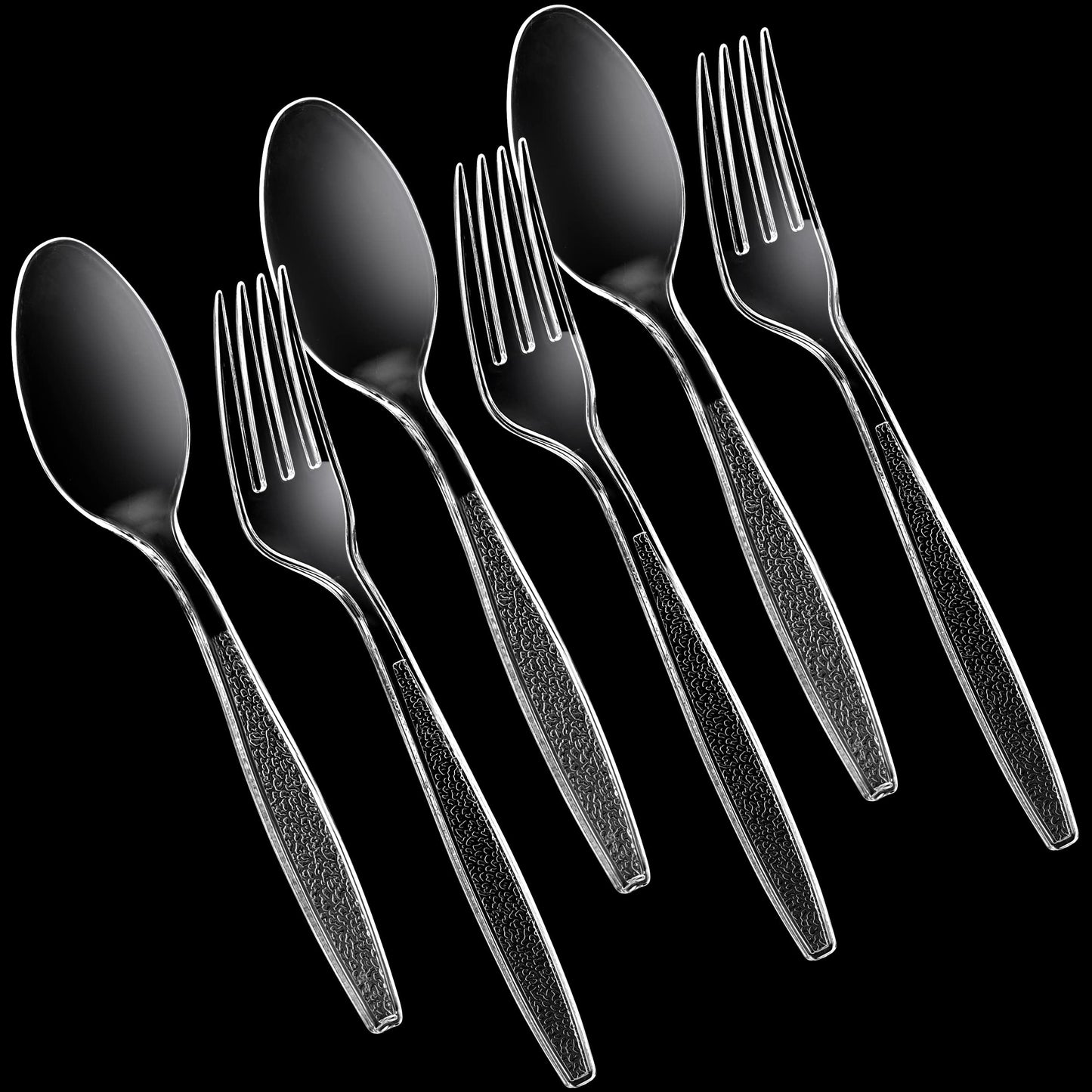 Plastic Forks and Spoons Set - (Bulk Pack 360 Pcs) Clear Plastic Cutlery Utensils Heavy Duty, 180 Forks and 180 Spoons, Silverware Sets for Party Supplies, Dinners, Take-Out, Catering, Food Services