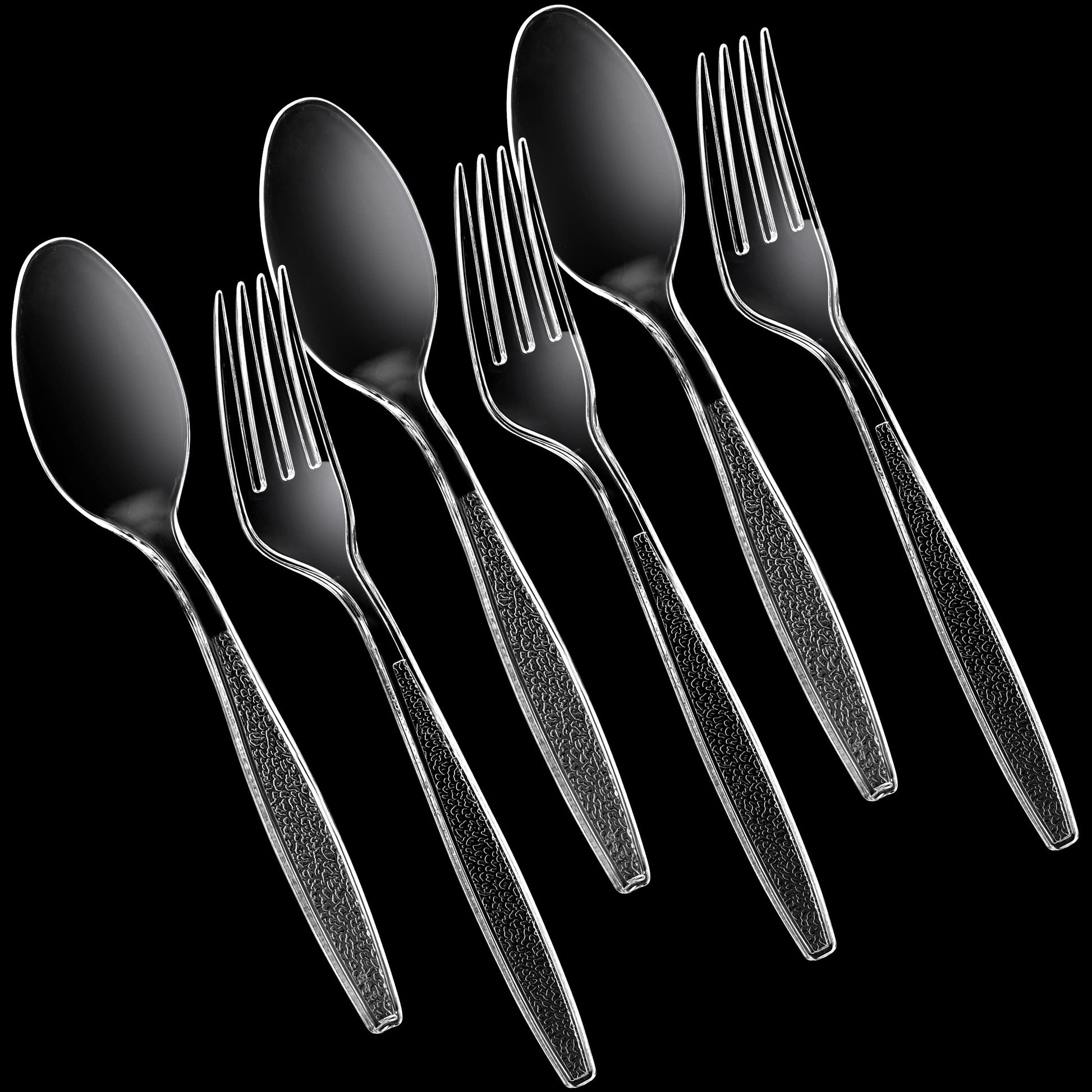 Clear Plastic Cutlery Set - (Bulk Case Pack of 1440 Pcs) Plastic Utensils Heavy Duty, 720 Forks and 720 Spoons, Silverware Sets for Party Supplies, Dinners, Take-Out, Catering, Food Services